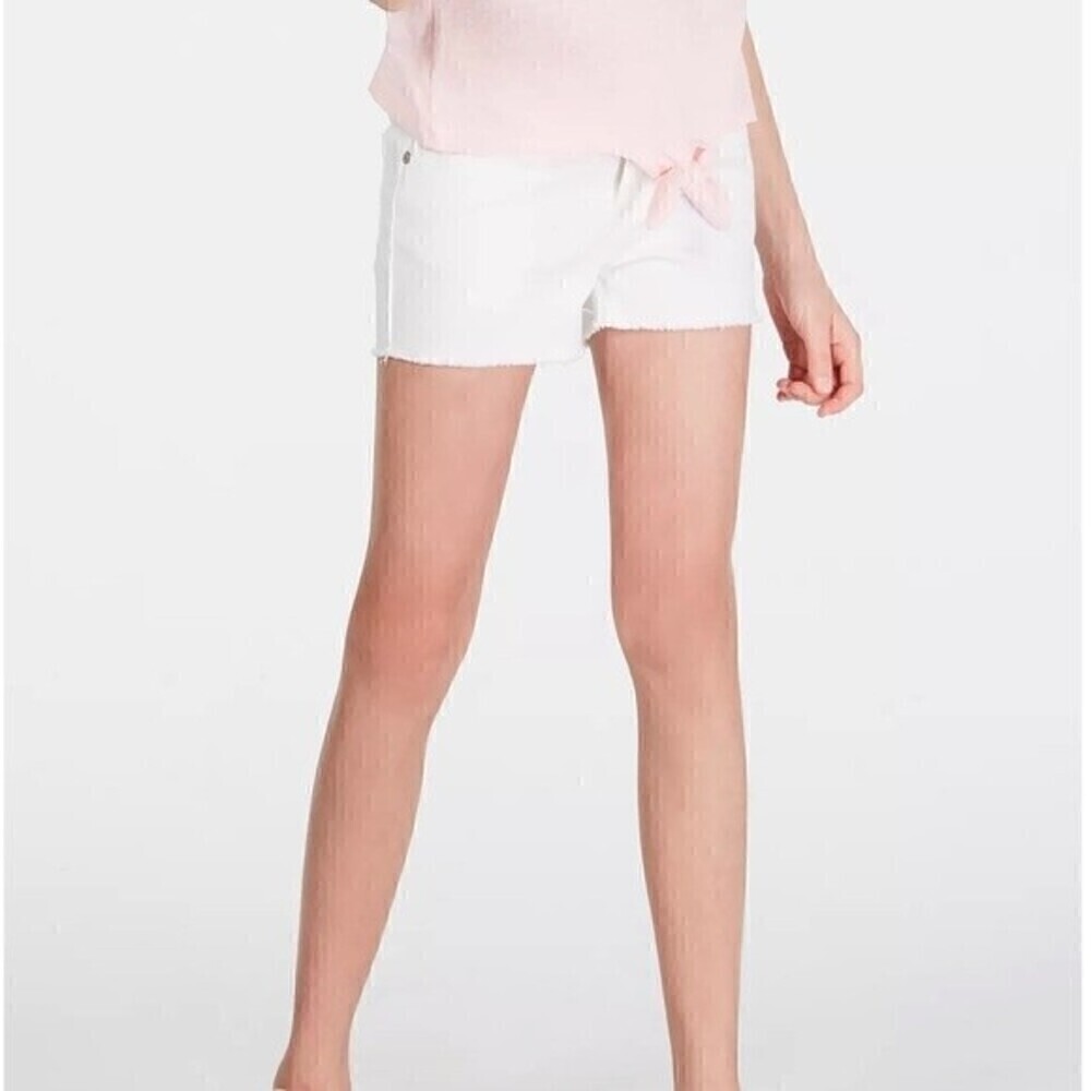 Epic Threads Big Girl's Frayed Hem Denim Shorts White Size 7